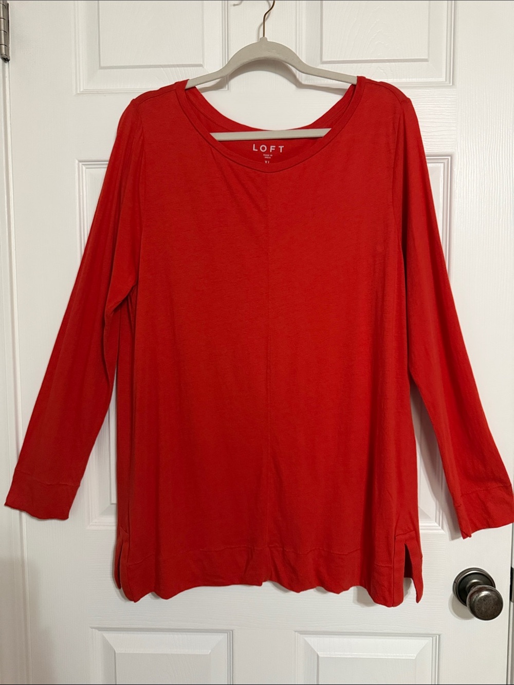 LOFT Rust Long-Sleeve Scoop Neck Top